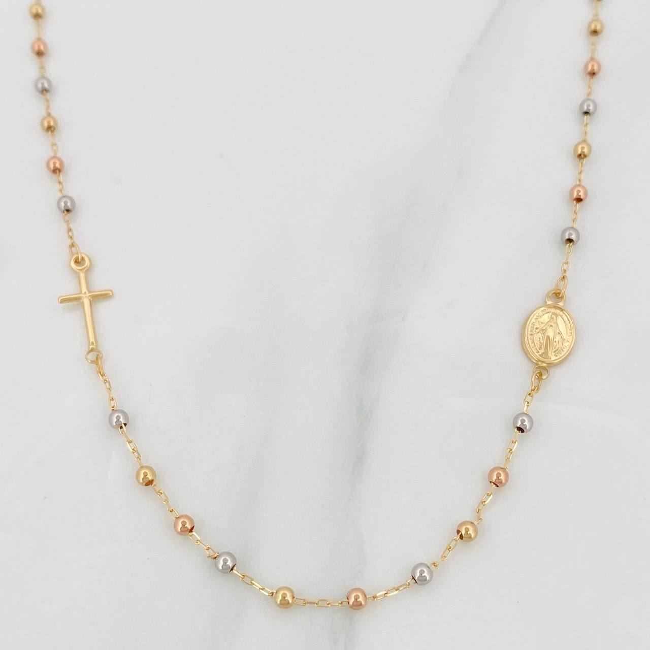 Cadena Denario Virgen Milagrosa 2.75g / 45cm / 2mm Tres Oros 18K