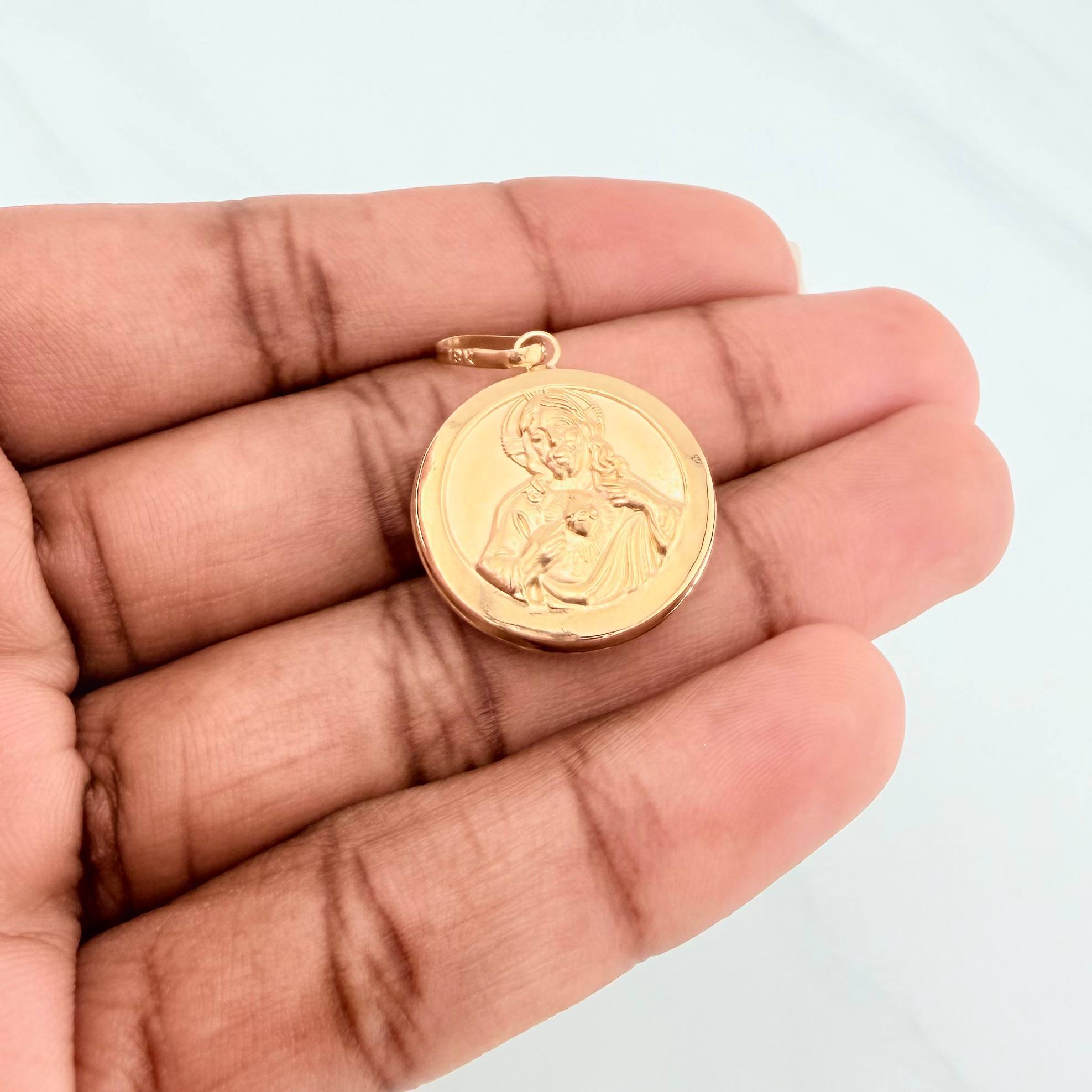 Dije Sagrado Corazon Virgen del Carmen 2.25 g / 3 cm Oro Amarillo 18K