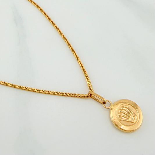 Set Cadena Franco + Dije Corona / 2,6gr / 60 cm Oro Amarillo 18K