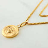 Set Cadena Franco + Dije Corona / 2,6gr / 60 cm Oro Amarillo 18K