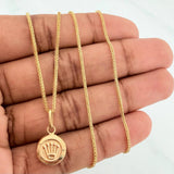 Set Cadena Franco + Dije Corona / 2,6gr / 60 cm Oro Amarillo 18K