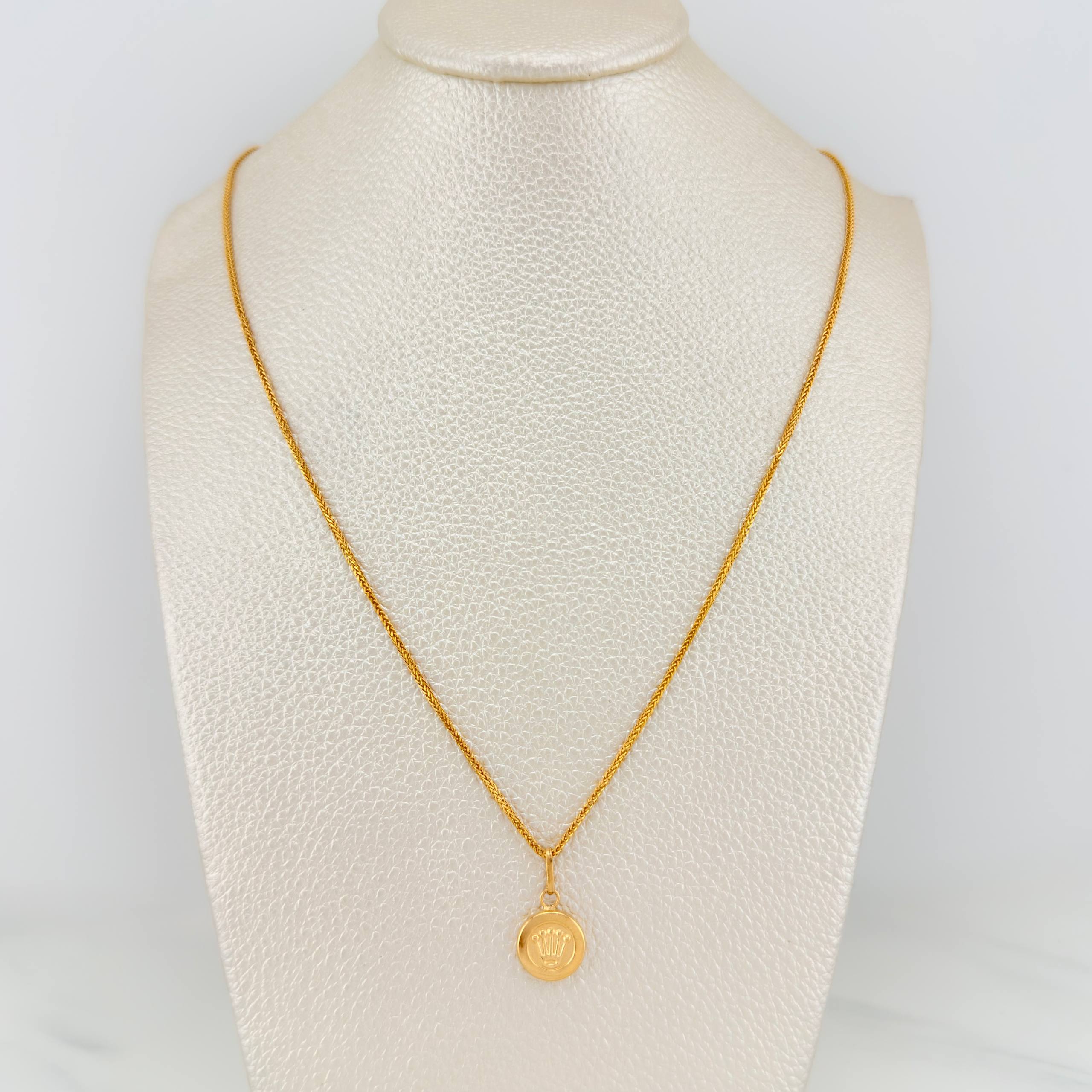 Set Cadena Franco + Dije Corona / 2,6gr / 60 cm Oro Amarillo 18K