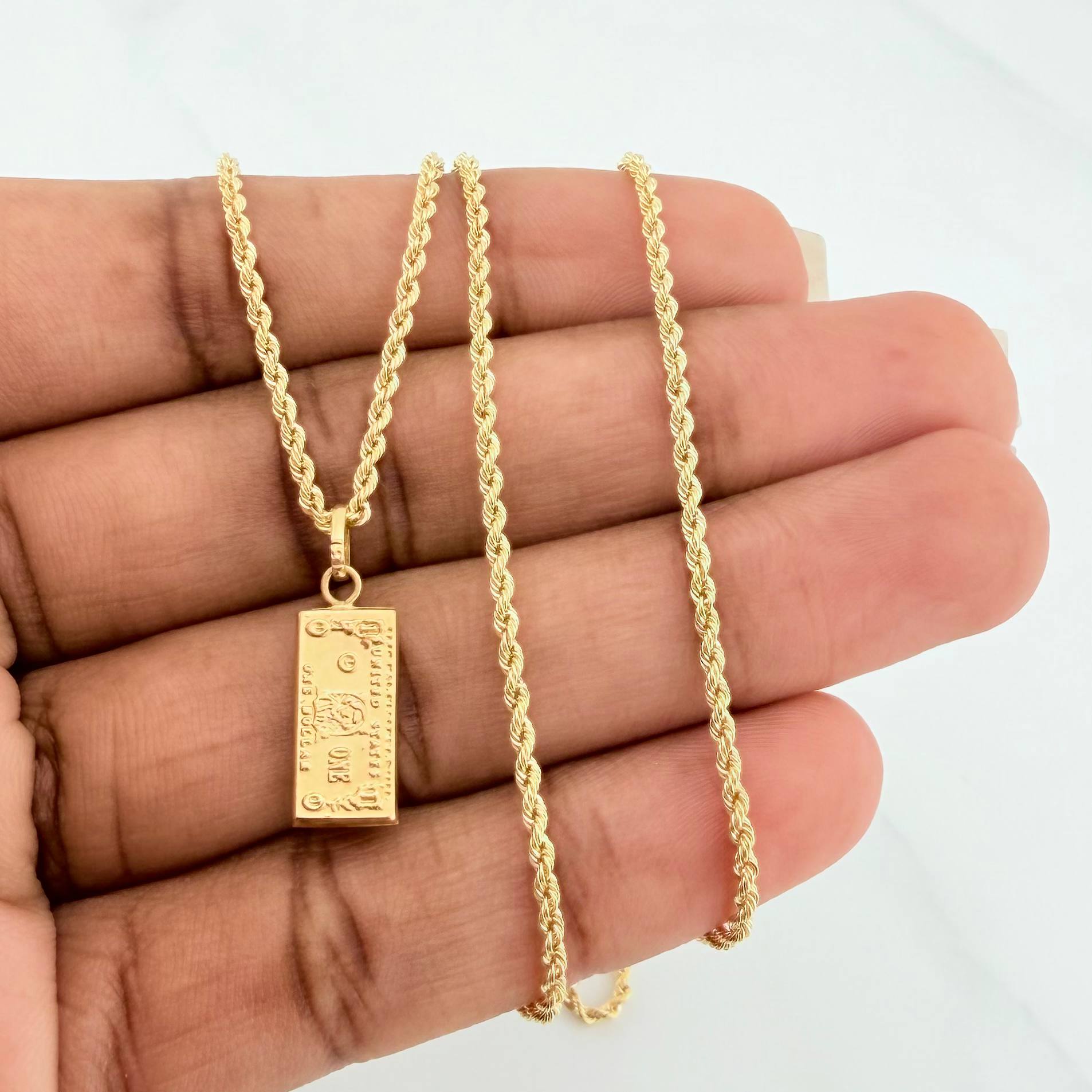 Set Cadena Lazo + Dije One Dolar / 3.55gr / 60.4 cm Oro Amarillo 18K