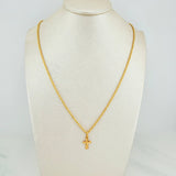 Set Cadena Lazo + Dije Cruz Diamantada / 2,65gr / 60.3 cm Oro Amarillo 18K