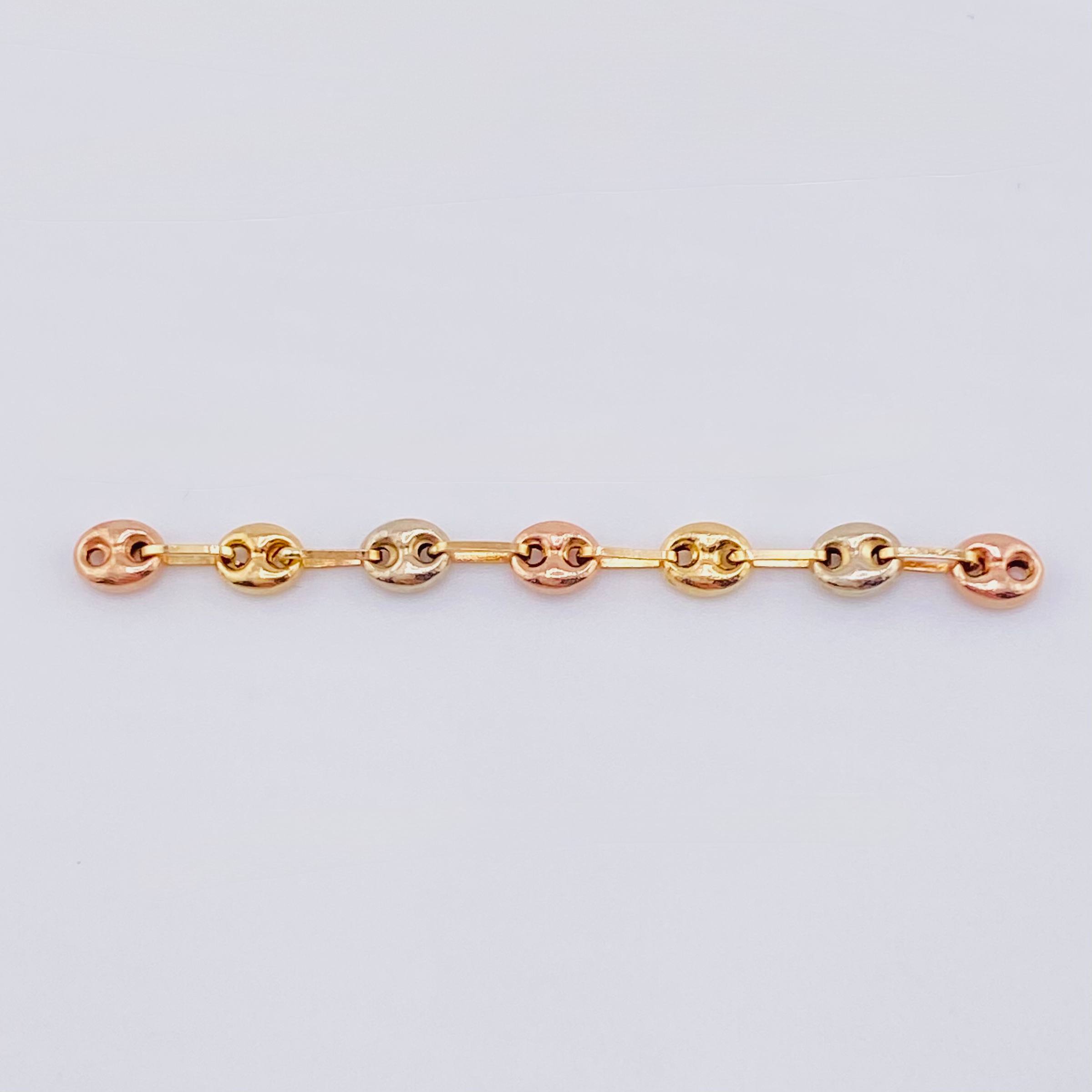 Herraje Retazo GC 7 Eslabones 0.65gr / 5cm / 4.2mm Tres Oros 18K
