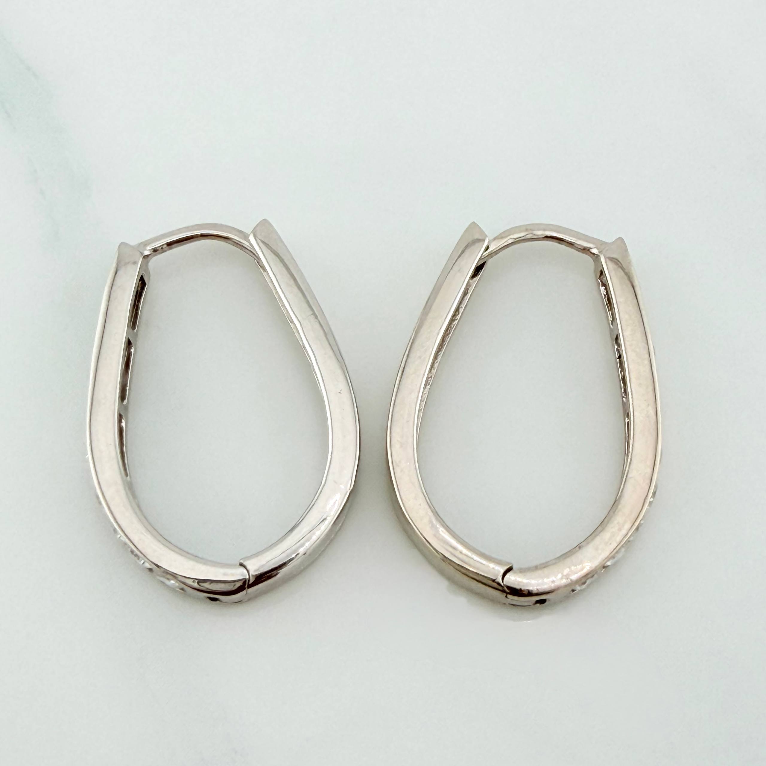Candongas Carril Ovaladas 4.55 g / 2.3 cm Oro Blanco 18K