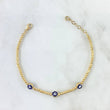 Pulso Ojo Turco Azul Gradual 6gr / 17cm-19cm / 2.5mm Bola Diamantada Oro Amarillo +4 ©