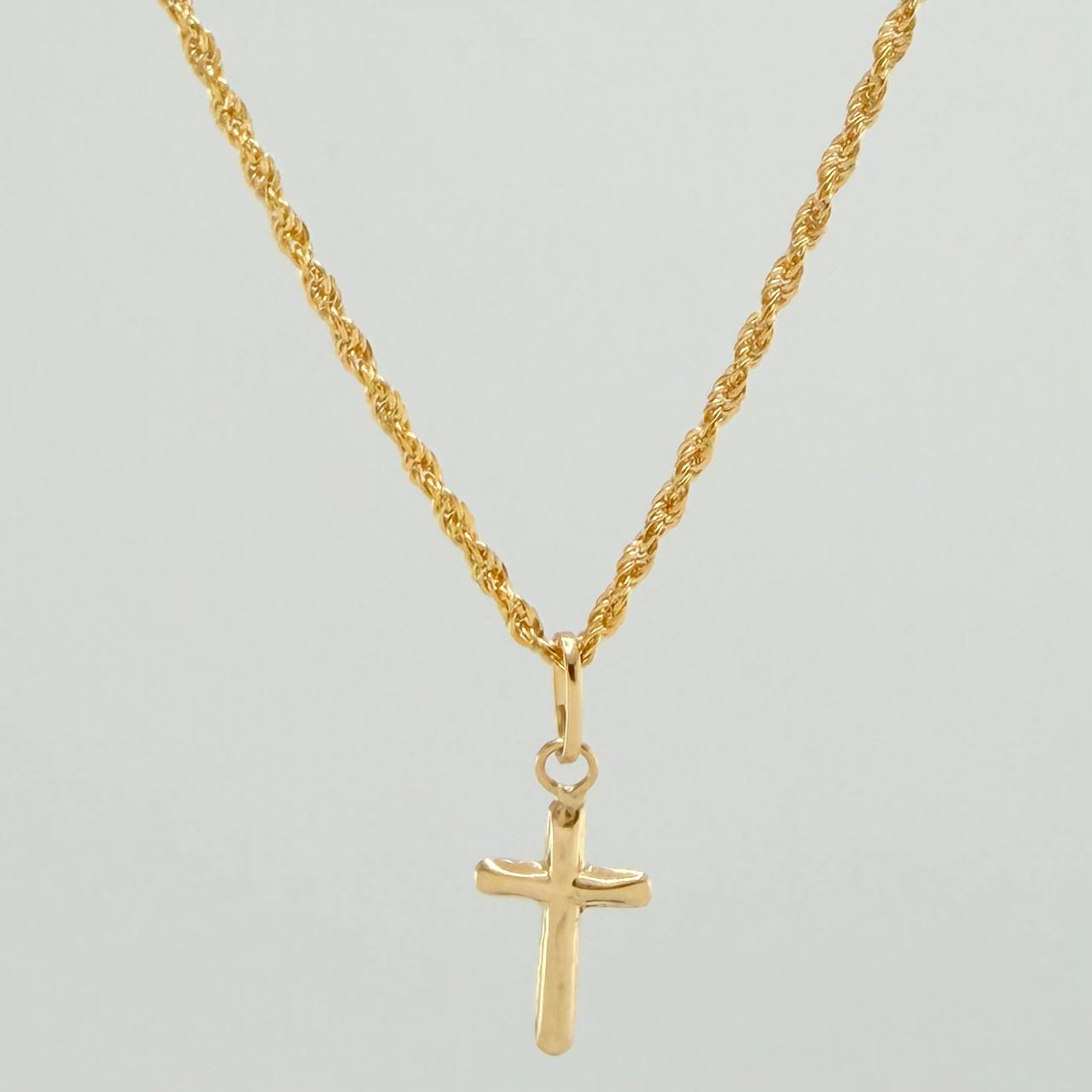 Set Cadena y Dije Lazo + Cruz 1.2gr / 50.1cm / 1.12mm Oro Amarillo 18K (Oferta) $