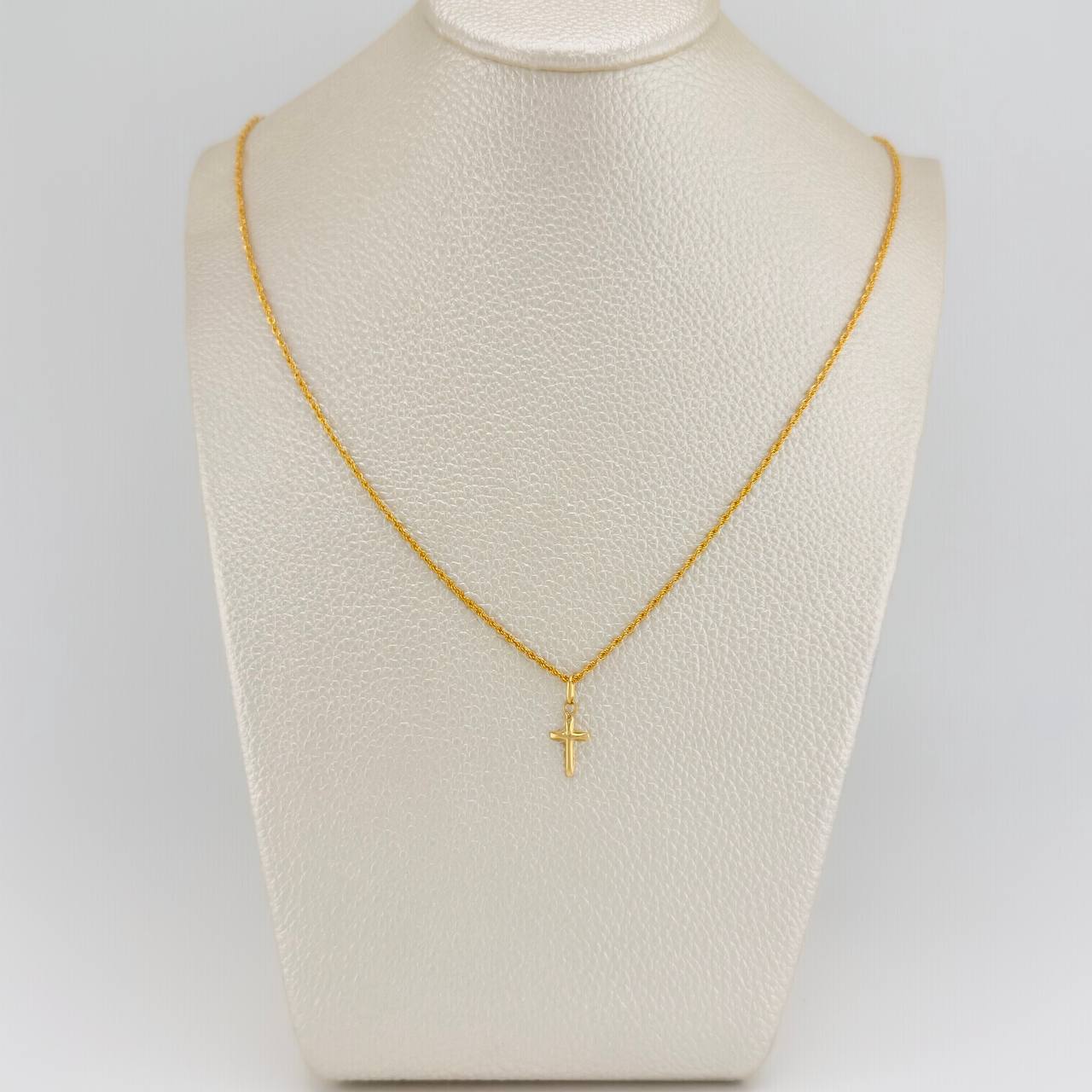 Set Cadena y Dije Lazo + Cruz 1.25gr / 49.9cm / 1.08mm Oro Amarillo 18K (Oferta) $