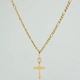 Set Cadena y Dije Figaro + Cruz 1.4gr / 50cm / 1.25mm Oro Amarillo 18K (Oferta) $