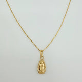 Set Cadena y Dije Veneciana + Virgen Guadalupe 1.2gr / 40.2cm / 0.52mm Oro Amarillo 18K (Oferta) &