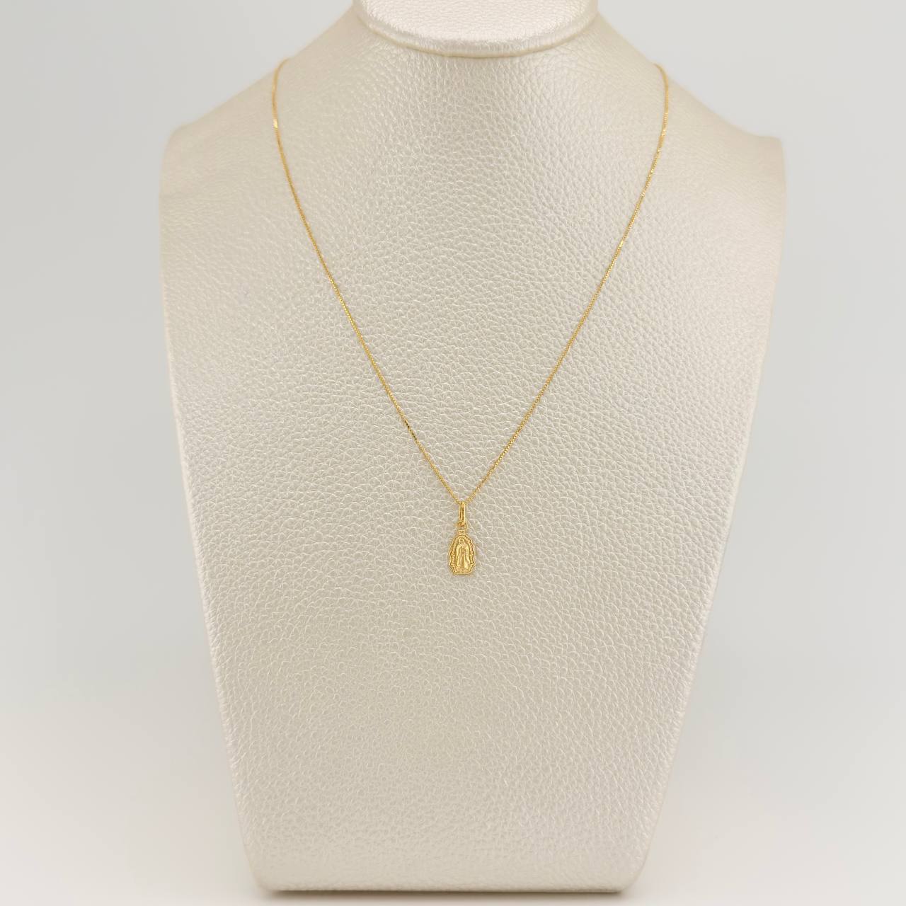 Set Cadena y Dije Veneciana + Virgen Guadalupe 1.2gr / 40.2cm / 0.52mm Oro Amarillo 18K (Oferta) &