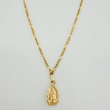 Set Cadena y Dije Figaro + Virgen Guadalupe 1.45gr / 50cm / 1.24mm Oro Amarillo 18K (Oferta) $
