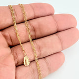 Set Cadena y Dije Figaro + Virgen Guadalupe 1.4gr / 49.9cm / 1.22mm Oro Amarillo 18K (Oferta) $