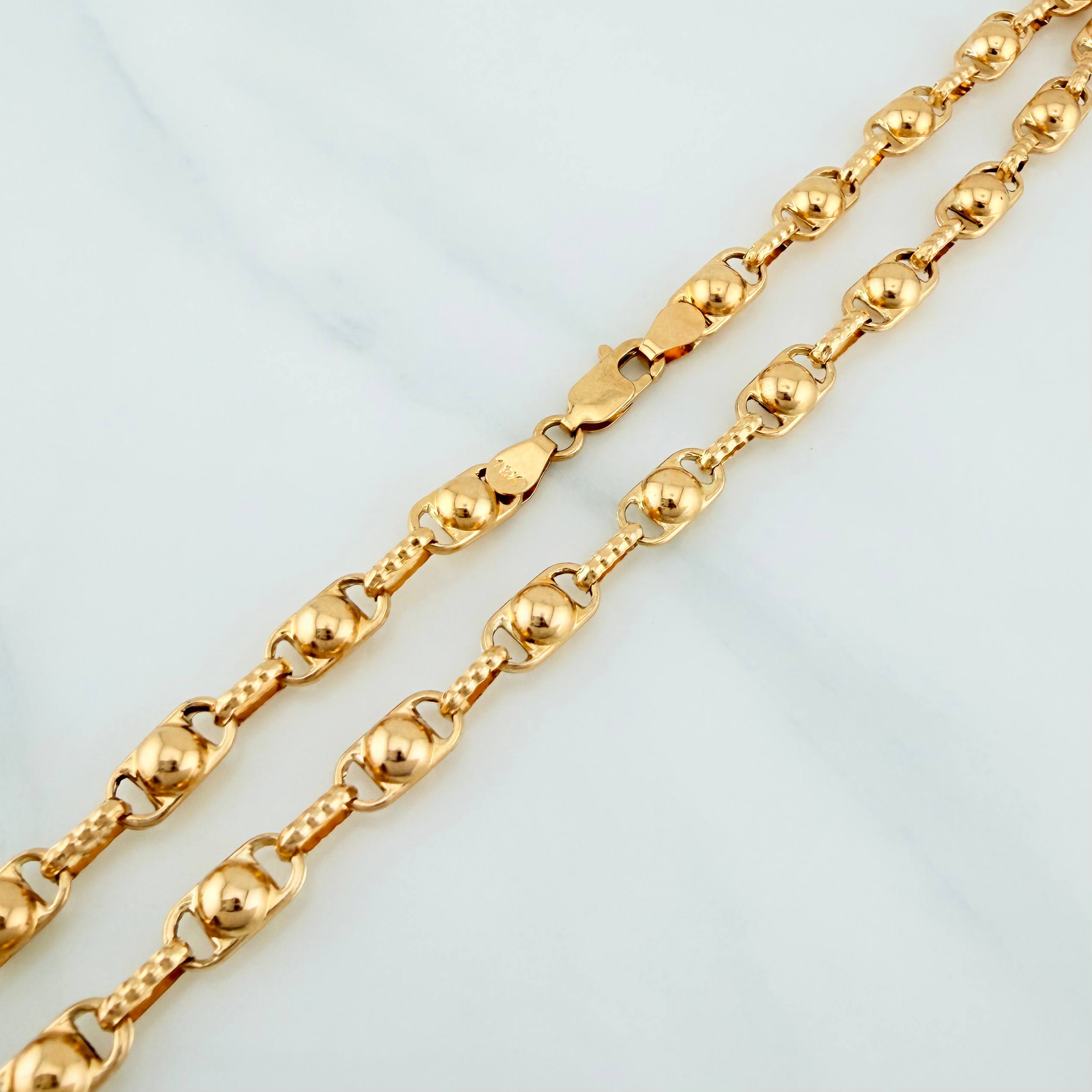 Cadena Rustica Burbujas 15.2 g / 63 cm / 4.5 mm Oro Amarillo 18K