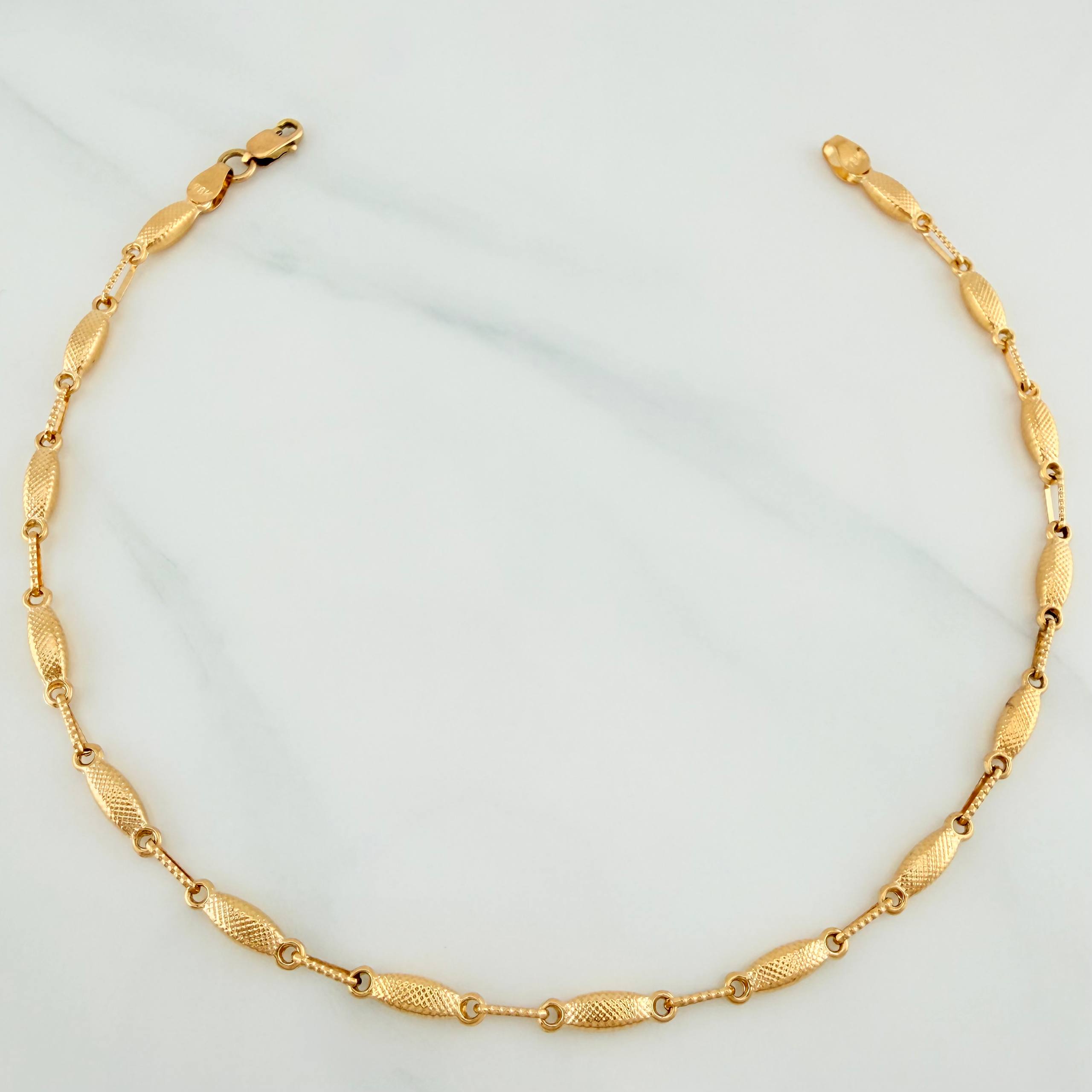 Tobillera Rustica Eslabon 4.6 g / 26 cm / 3.25 mm Oro Amarillo 18K