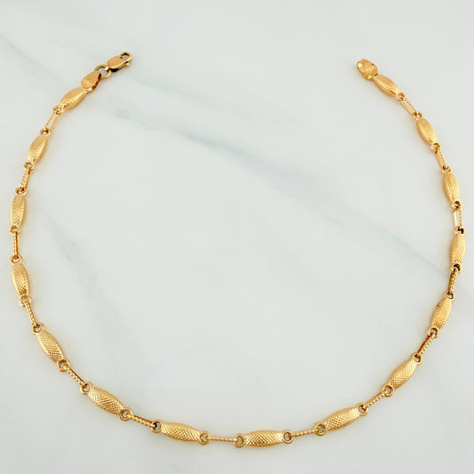 Tobillera Rustica Eslabon 4.6 g / 26 cm / 3.25 mm Oro Amarillo 18K