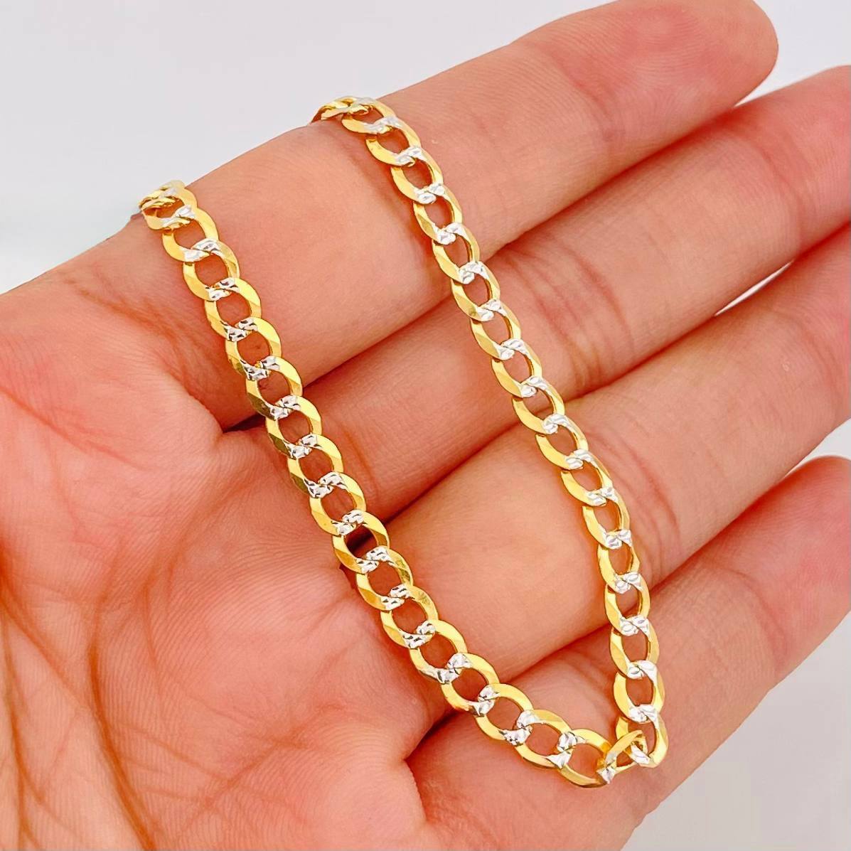 Cadena Cubana 17.95g / 65cm / 4.71mm Dos Oros Amarillo Blanco 18K