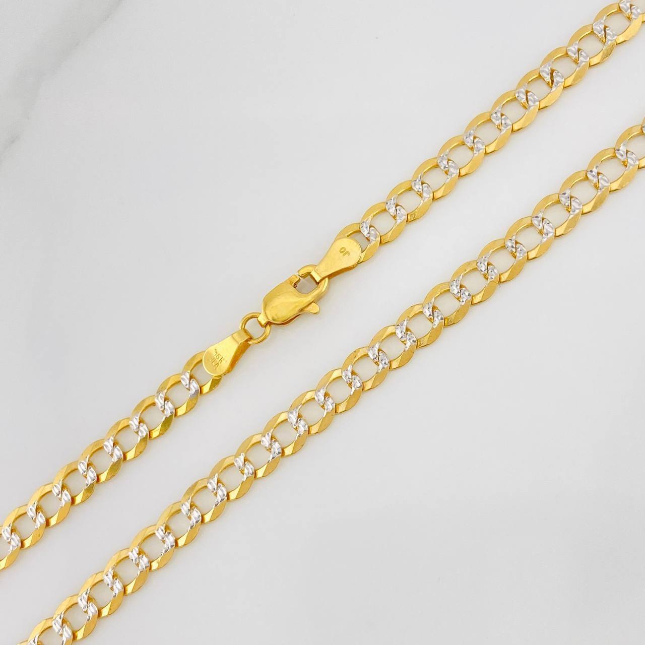 Cadena Cubana 17.95g / 65cm / 4.71mm Dos Oros Amarillo Blanco 18K