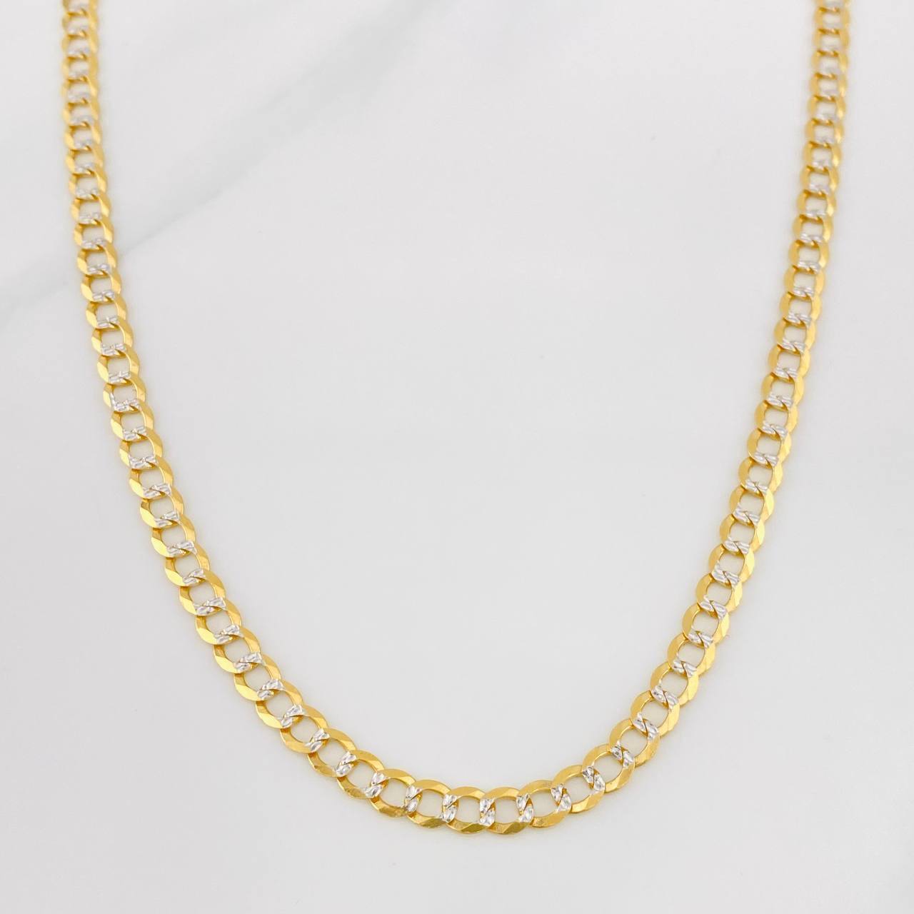 Cadena Cubana 17.95g / 65cm / 4.71mm Dos Oros Amarillo Blanco 18K