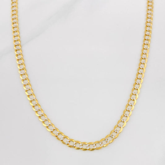 Cadena Cubana 17.95g / 65cm / 4.71mm Dos Oros Amarillo Blanco 18K