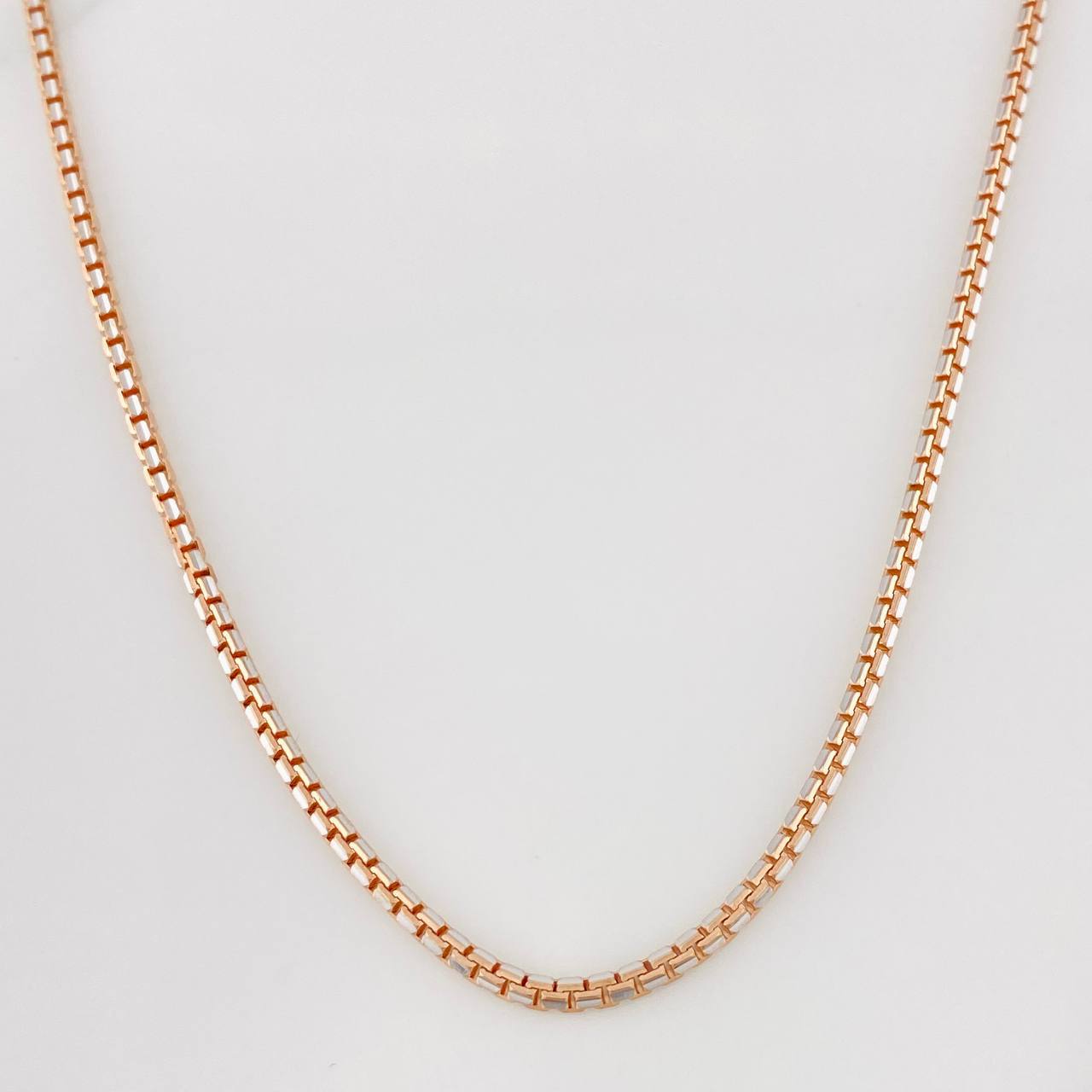 Cadena Veneciana 17.85g / 60cm / 1.8mm Dos Oros Blanco Rosa 18K