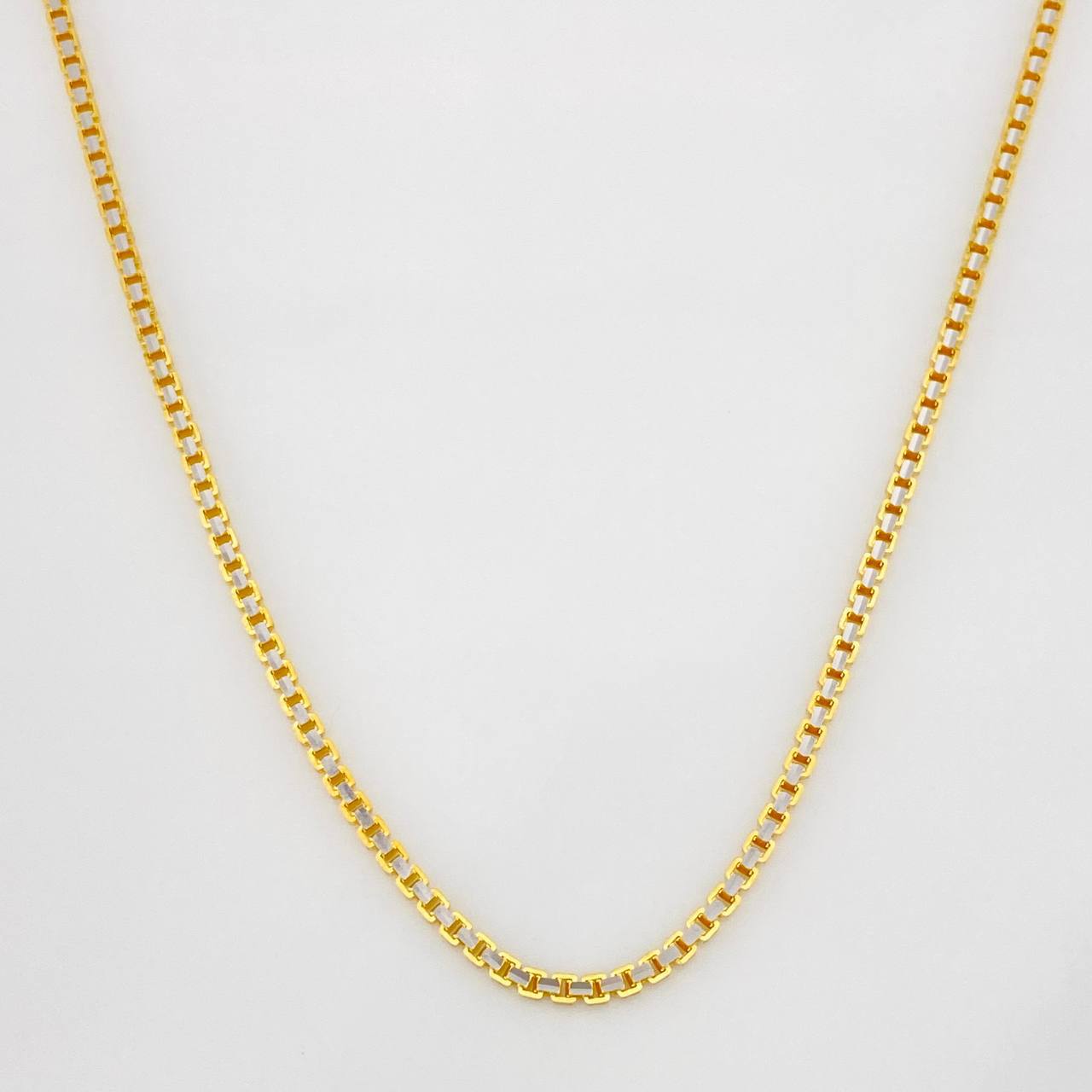 Cadena Veneciana 14.1g / 60cm / 1.85mm Dos Oros Amarillo Blanco 18K