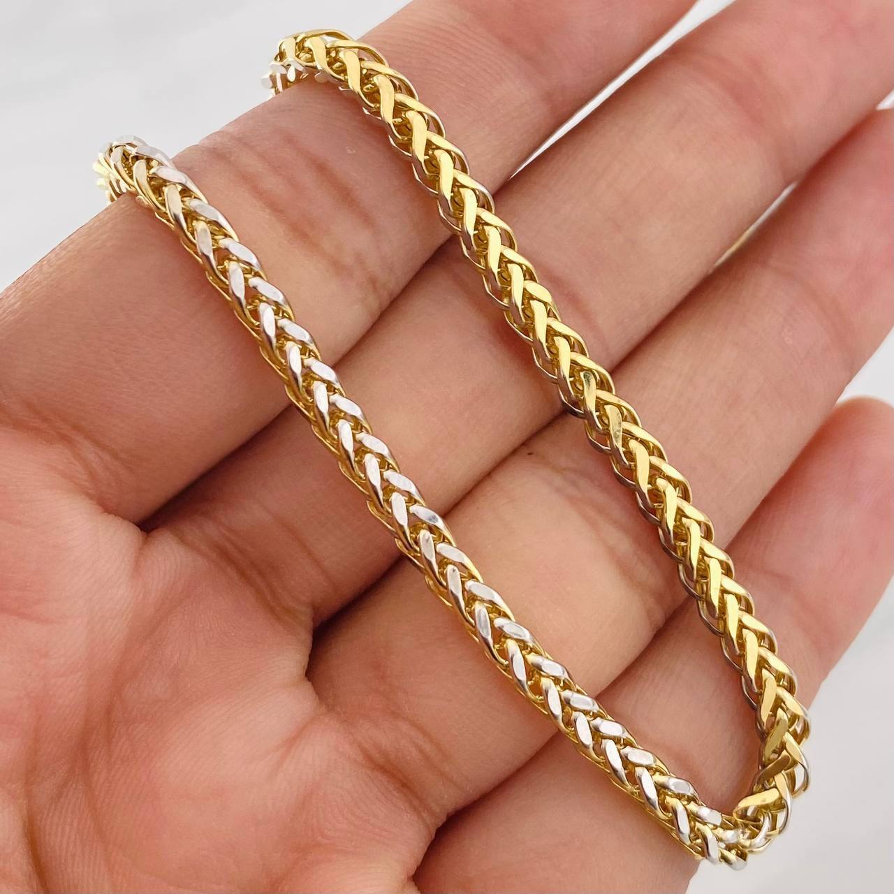 Cadena Franco 19.6g / 65cm / 3.27mm Dos Oros Amarillo Blanco 18K