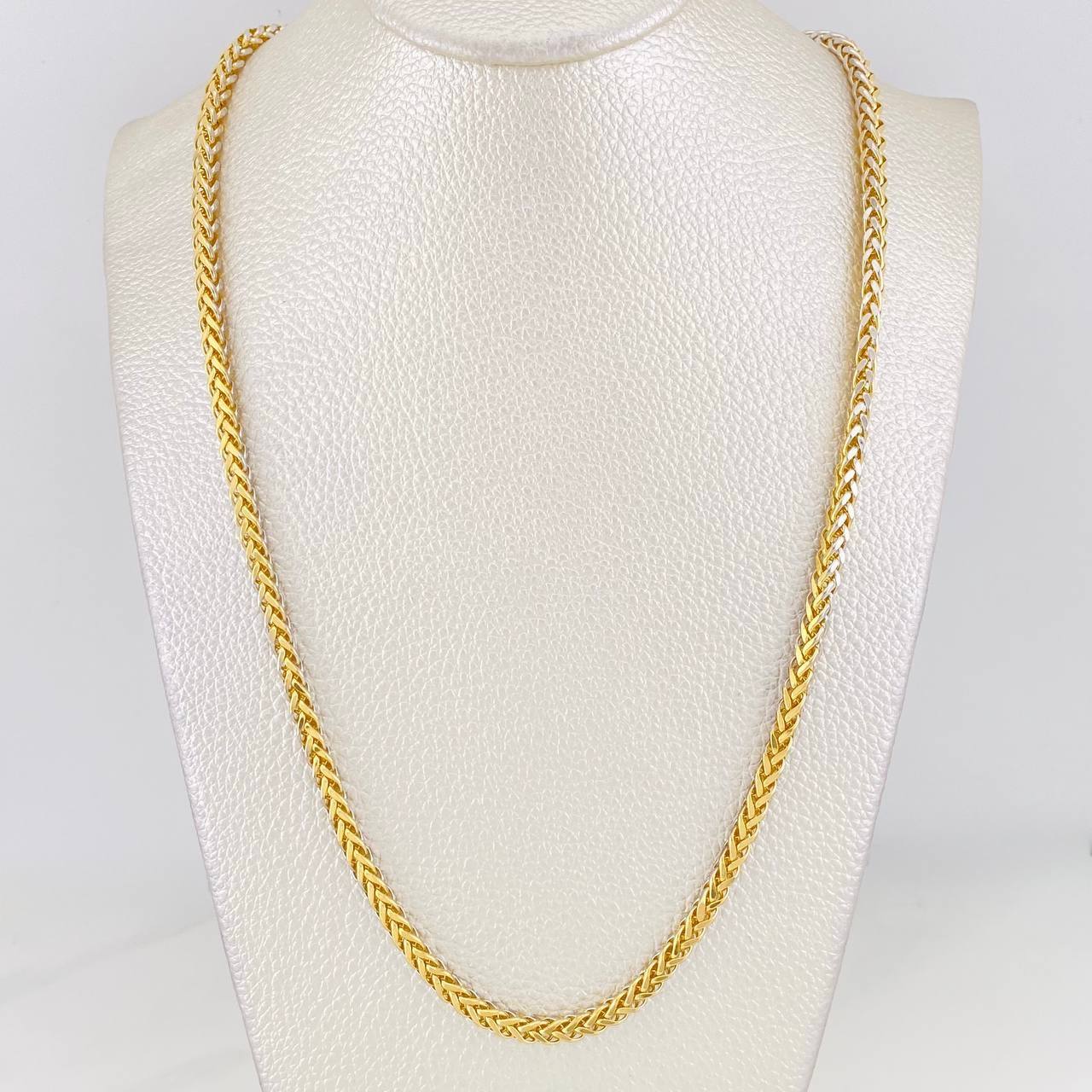 Cadena Franco 19.6g / 65cm / 3.27mm Dos Oros Amarillo Blanco 18K