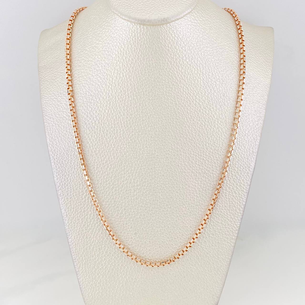 Cadena Veneciana 32.55g / 70cm / 2.7mm Dos Oros Blanco Rosa 18K