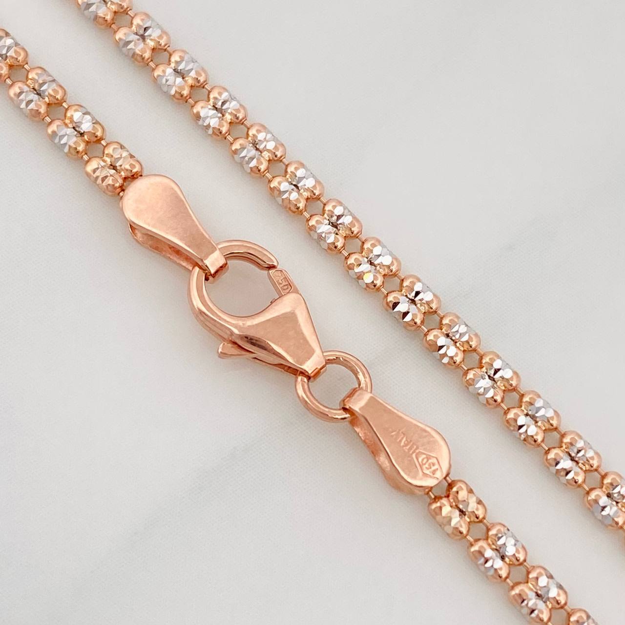 Cadena Ice 6.2g / 45cm / 2.3mm Dos Oros Blanco Rosa 18K