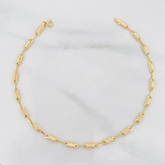 Tobillera Rustica Barril 3.7g / 25.05cm / 3.16mm Oro Amarillo 18K