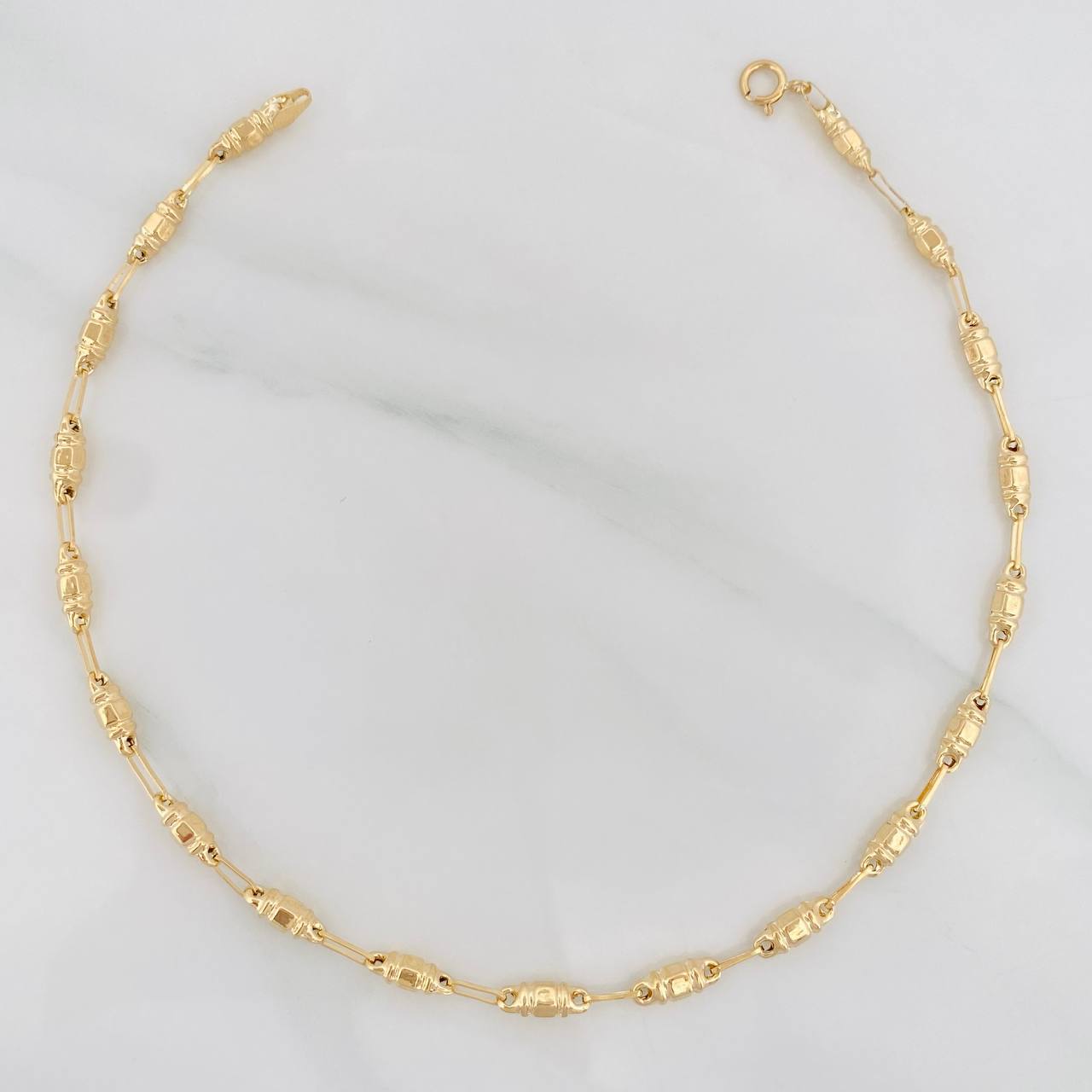 Tobillera Rustica Barril 3.65g / 26cm / 2.95mm Oro Amarillo 18K