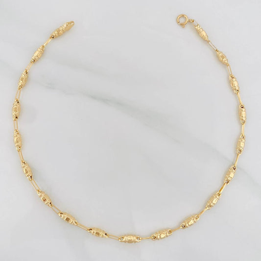 Tobillera Rustica Barril 3.5g / 26cm / 3.12mm Oro Amarillo 18K