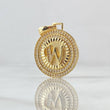 Dije Medalla Letra W 4.5gr / 3.1cm / Circones Blancos Oro Amarillo 18K *