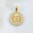 Dije Medalla Letra E 4.3gr / 3.1cm / Circones Blancos Oro Amarillo 18K *