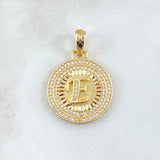 Dije Medalla Letra E 4.3gr / 3.1cm / Circones Blancos Oro Amarillo 18K *