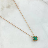 Cadena Treból VCyA 2.3gr / 45cm / 0.7mm Malaquita Verde Oro Rosa +4 18K *