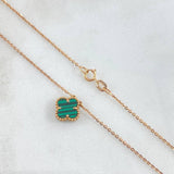 Cadena Treból VCyA 2.3gr / 45cm / 0.7mm Malaquita Verde Oro Rosa +4 18K *