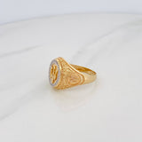 Anillo Cetro 8.5g / T9 3/4 Dos Oros Amarillo Blanco 18K