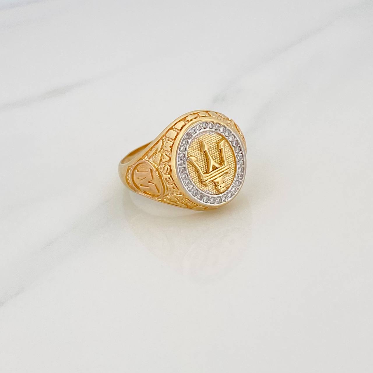 Anillo Cetro 8.5g / T9 3/4 Dos Oros Amarillo Blanco 18K