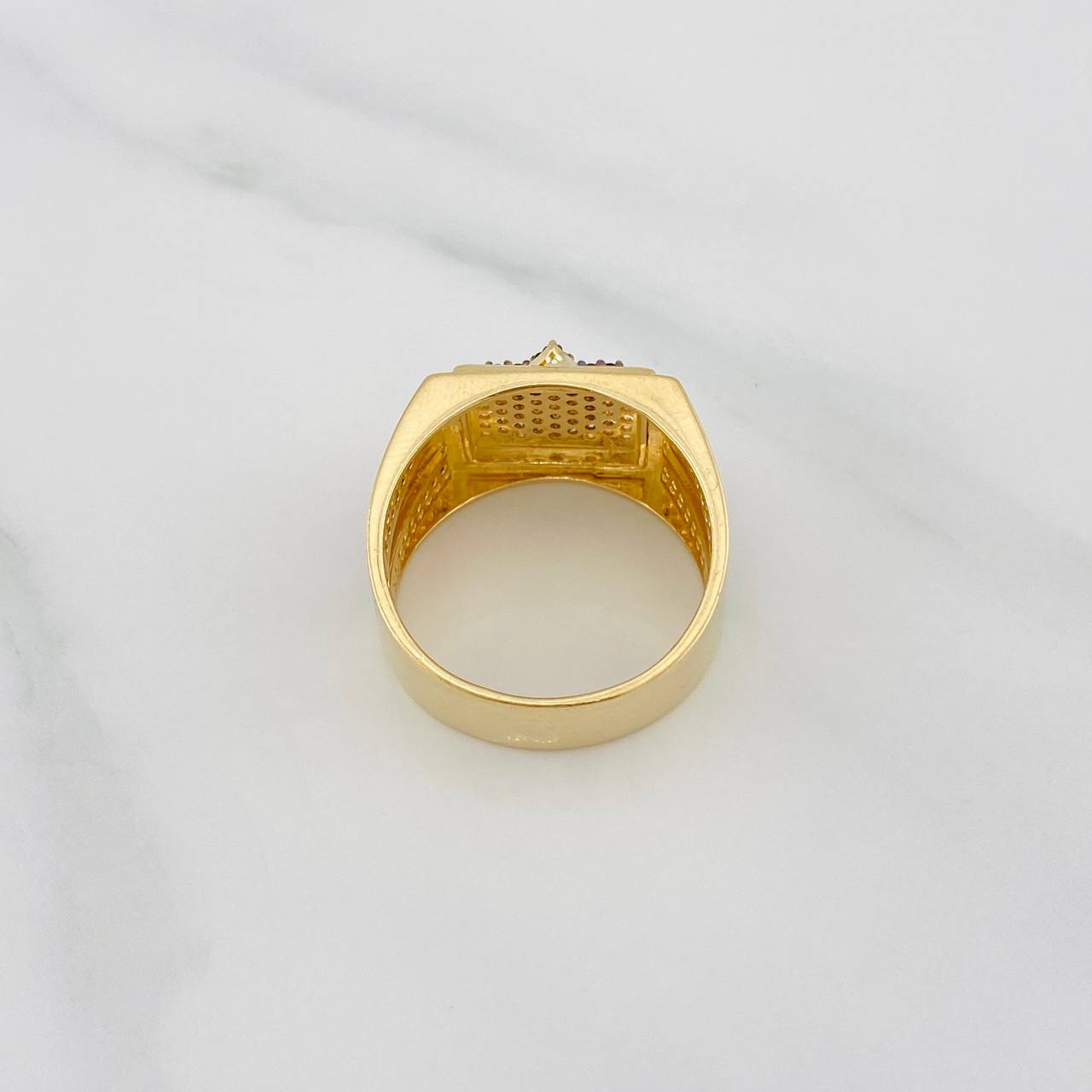 Anillo Estrella de David 8.35g / T10 Dos Oros Negro Amarillo 18K