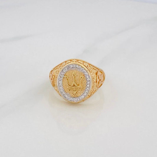 Anillo Cetro 8.5g / T9 3/4 Dos Oros Amarillo Blanco 18K