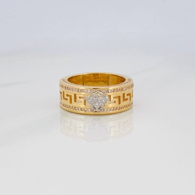 Anillo Medusa 13.7g / T10 3/4 Dos Oros Amarillo Blanco 18K