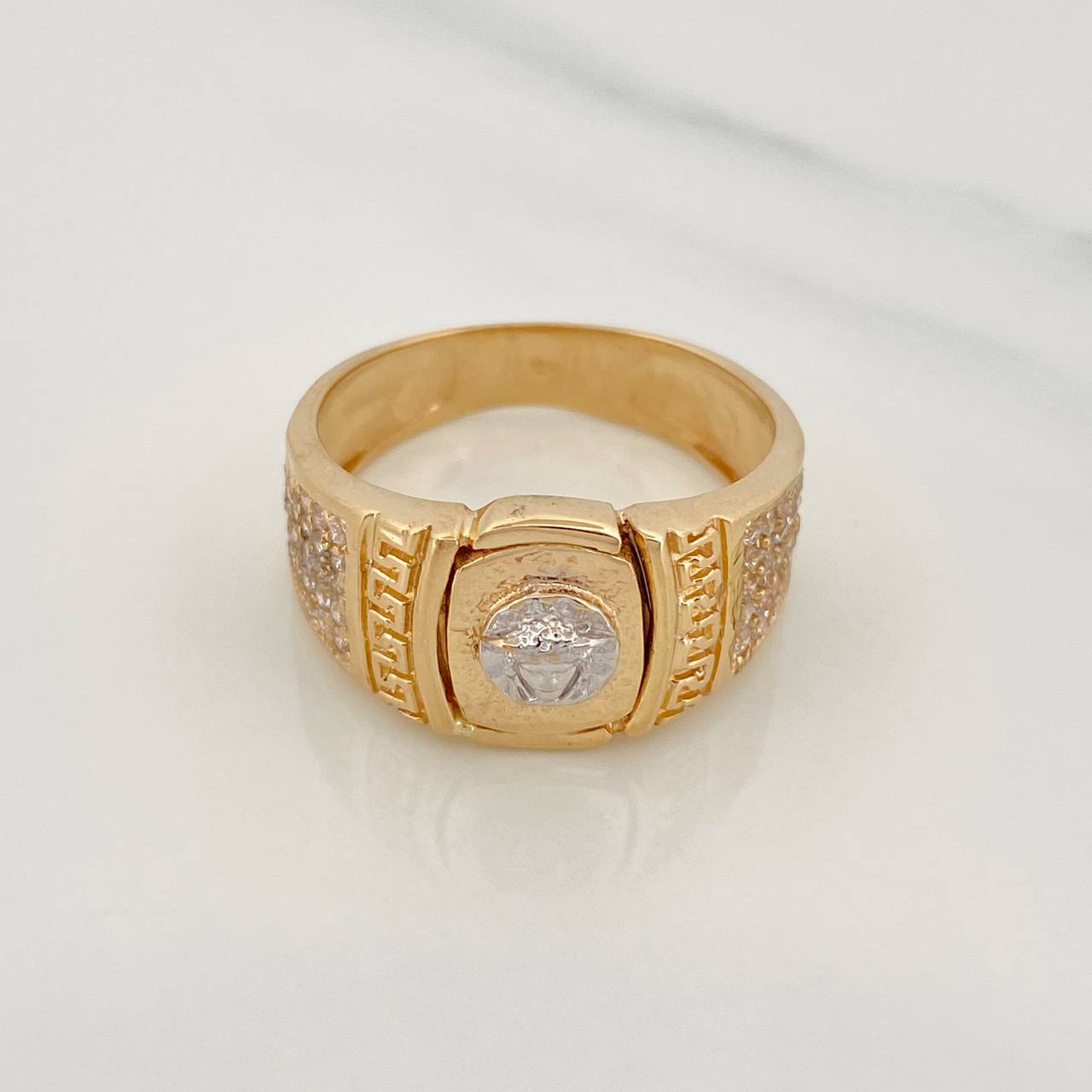 Anillo Medusa 8.35g / T10 1/4 Dos Oros Amarillo Blanco 18K