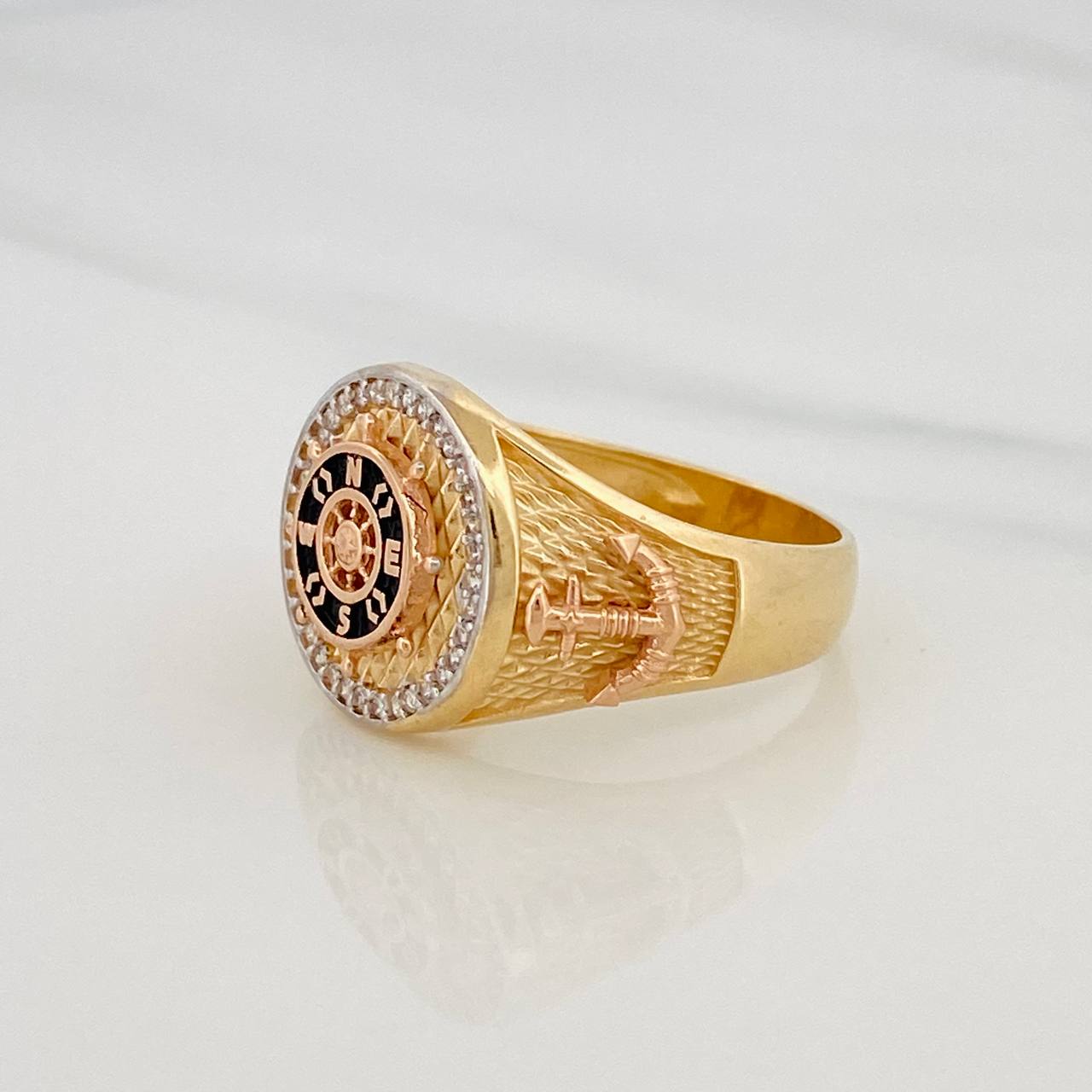 Anillo Brujula 8.5g / T10 1/4 Tres Oros 18K