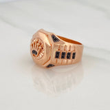 Anillo Corona 9.65g / T10 3/4 Dos Oros Negro Rosa 18K