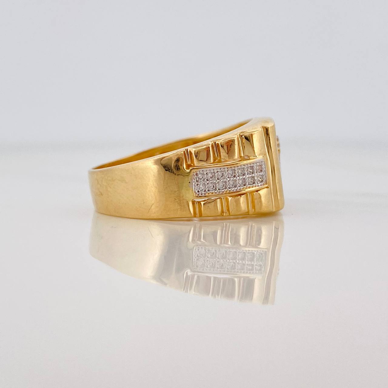 Anillo Corona 8g / T10 3/4 Dos Oros Amarillo Blanco 18K