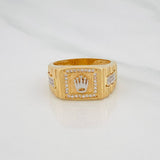 Anillo Corona 8g / T10 3/4 Dos Oros Amarillo Blanco 18K