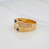 Anillo Rombo 8.1g / T10 1/2 Dos Oros Negro Amarillo 18K